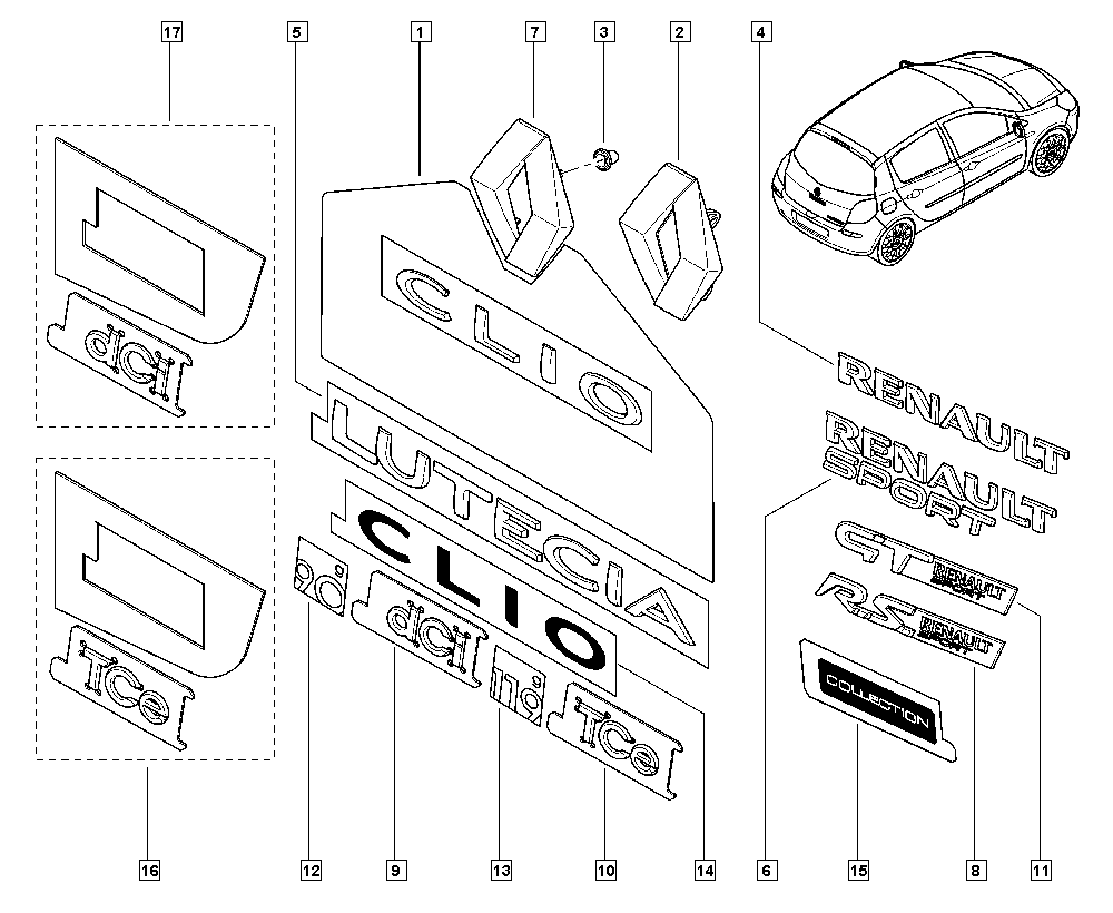 RENAULT 84 89 072 54R - Emblema puerta trasera parts5.com