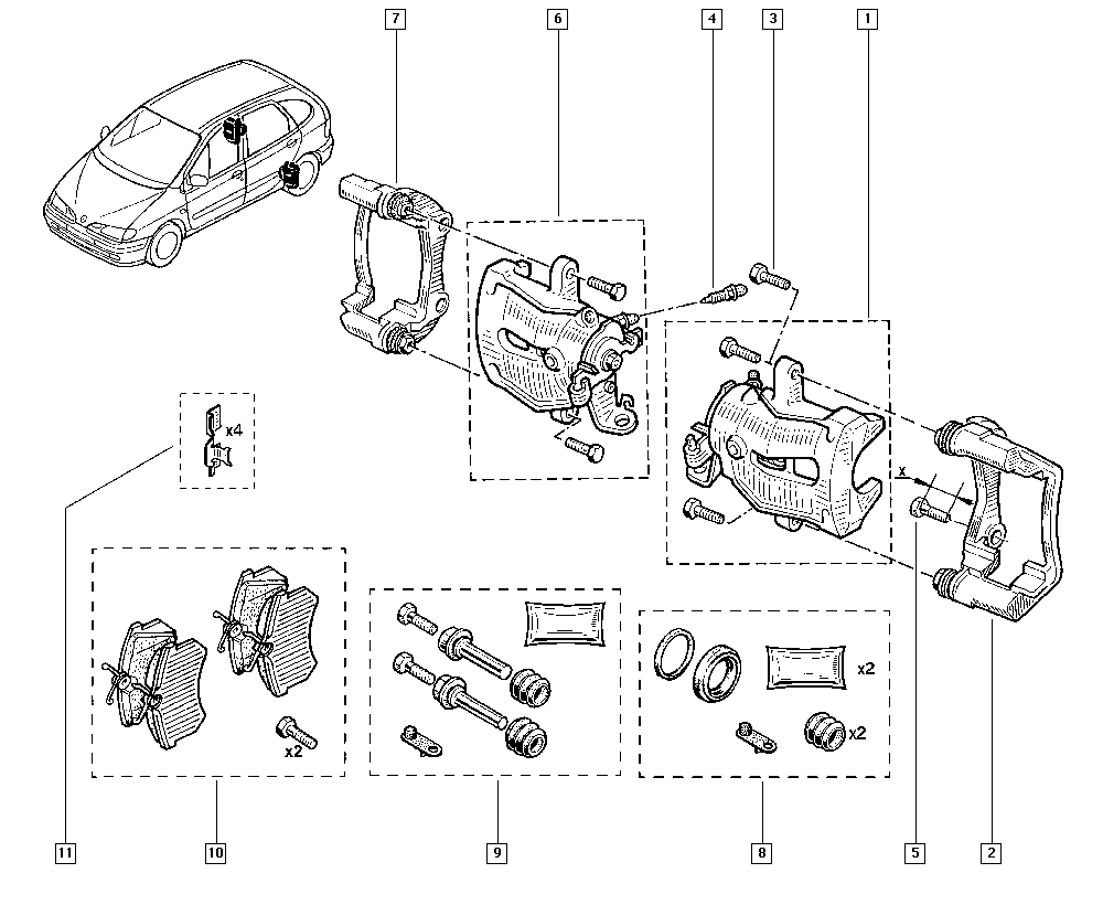 RENAULT 7701058986 - Sada vodiacich puzdier brzdového strmeňa parts5.com