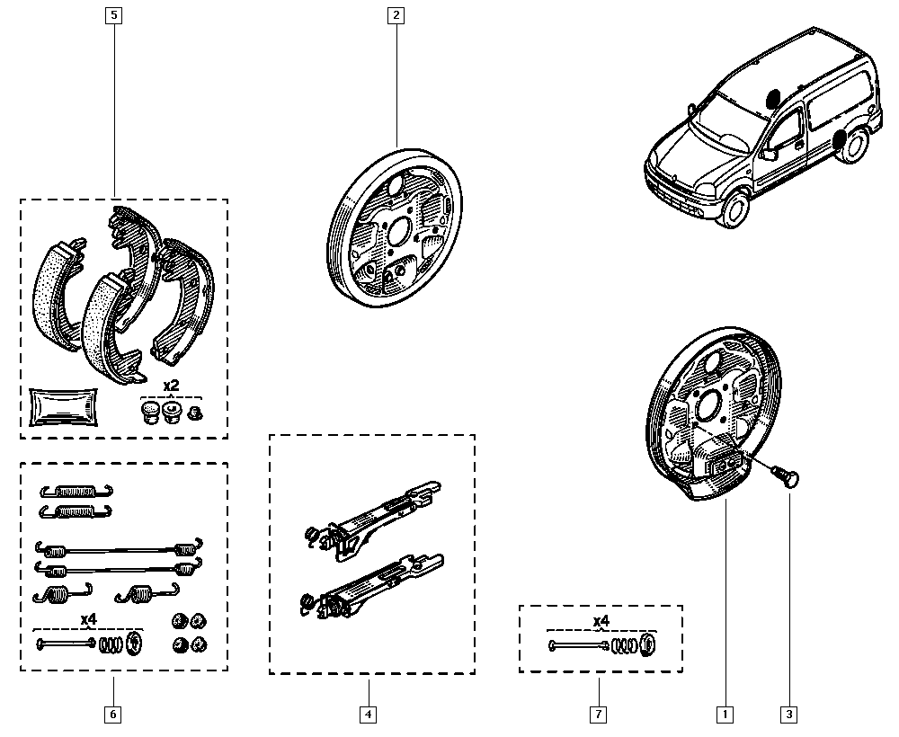 RENAULT 7701207555 - Juego de zapatas de frenos parts5.com