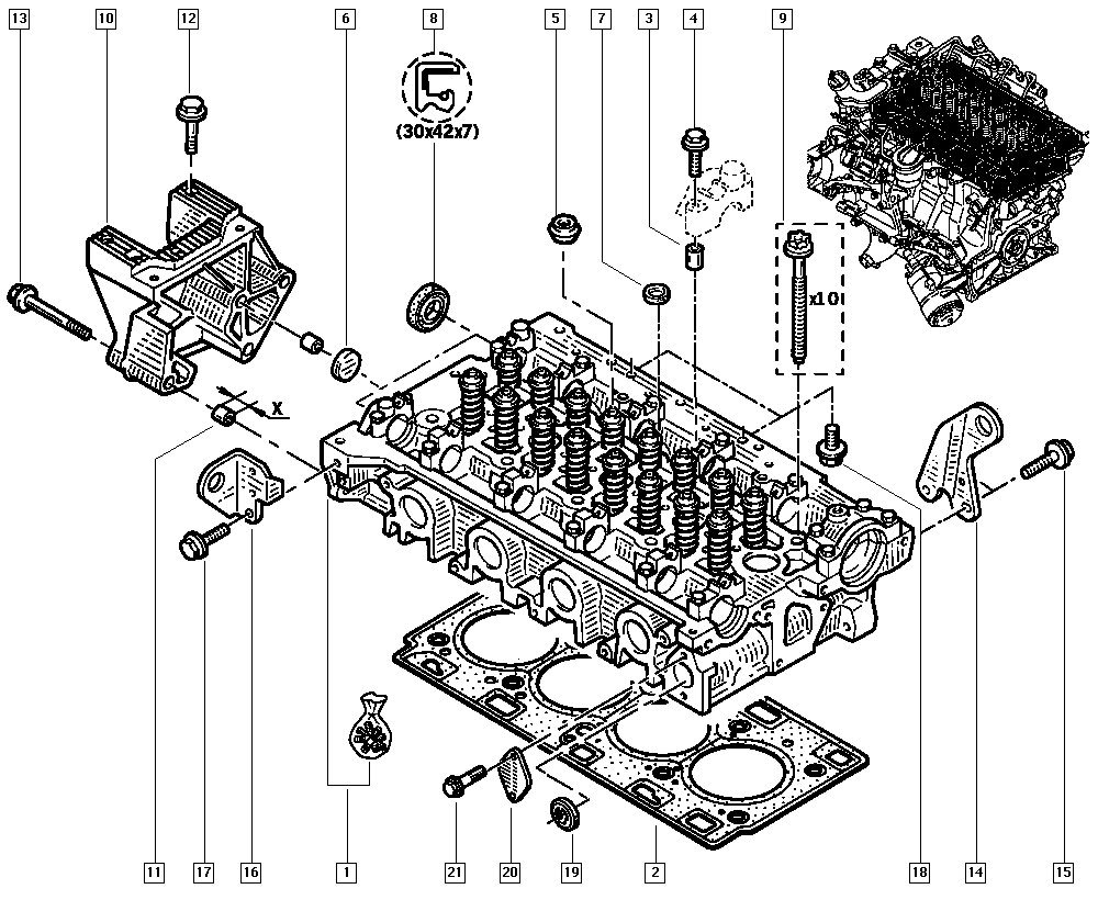 RENAULT 77 01 473 571 - Комплект болтов головки цилиндра parts5.com