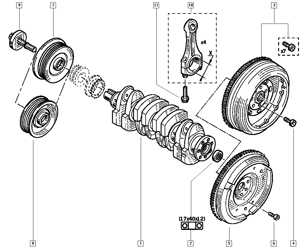 RENAULT 8200802666 - Koło pasowe, wał korbowy parts5.com