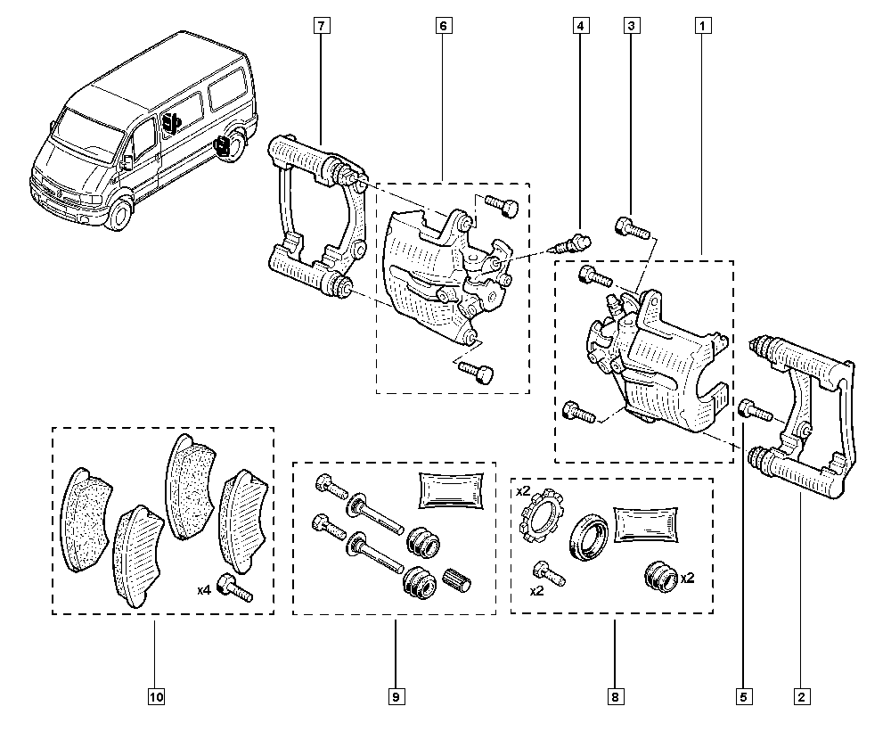 RENAULT 77 01 207 158 - Juego de casquillos guía, pinza de freno parts5.com