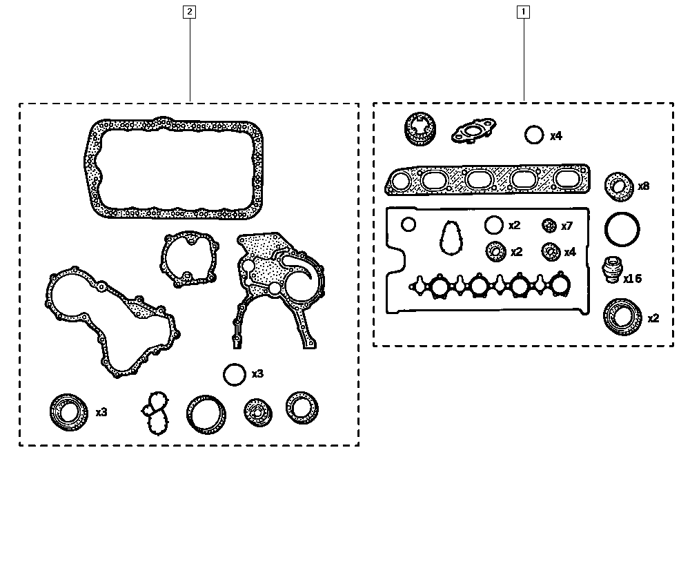 Opel 7701477814 - Zestaw uszczelek, skrzynia korbowa parts5.com