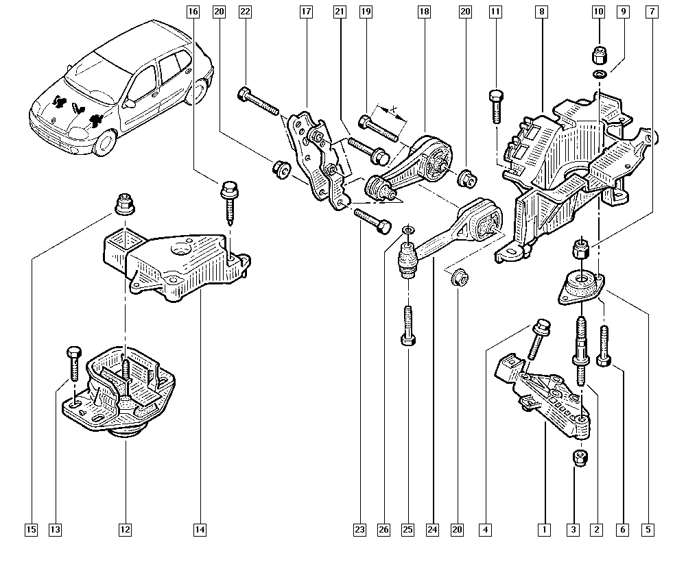 RENAULT 77 00 434 370 - Подушка, опора, подвеска двигателя parts5.com