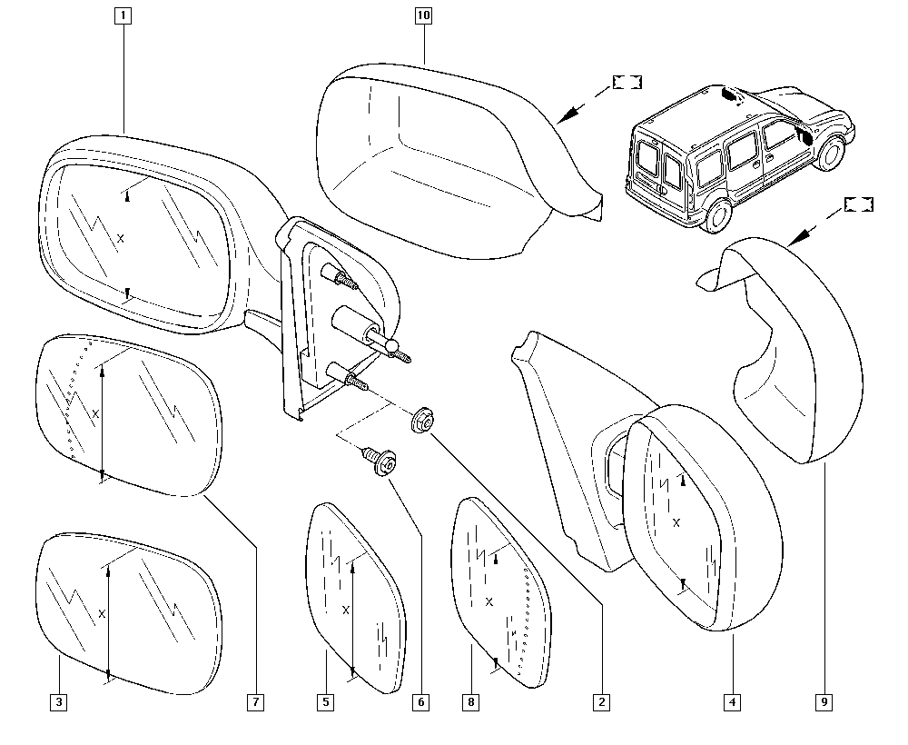 RENAULT 7701048401 - Зеркальное стекло, наружное зеркало parts5.com