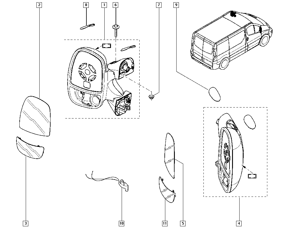 RENAULT 7701052624 - Стъкло на огледало, външно огледало parts5.com