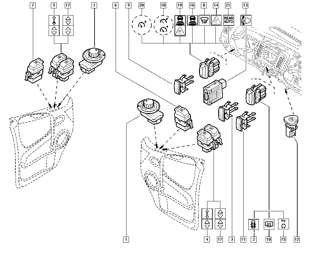 RENAULT 82 00 057 319 - Interruptor, elevalunas parts5.com