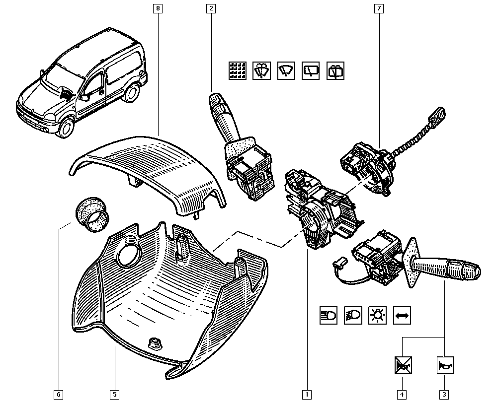 RENAULT 77 01 053 056 - Conmutador en la columna de dirección parts5.com