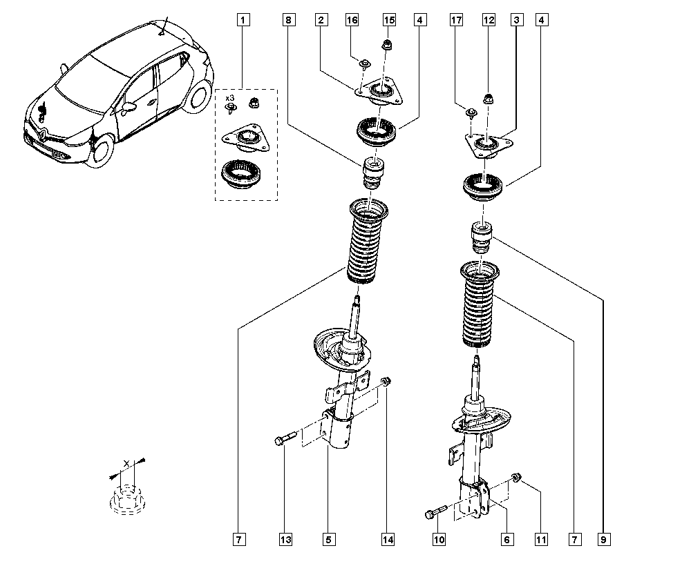 RENAULT 54 30 246 44R - Támcsapágy, gólyaláb parts5.com