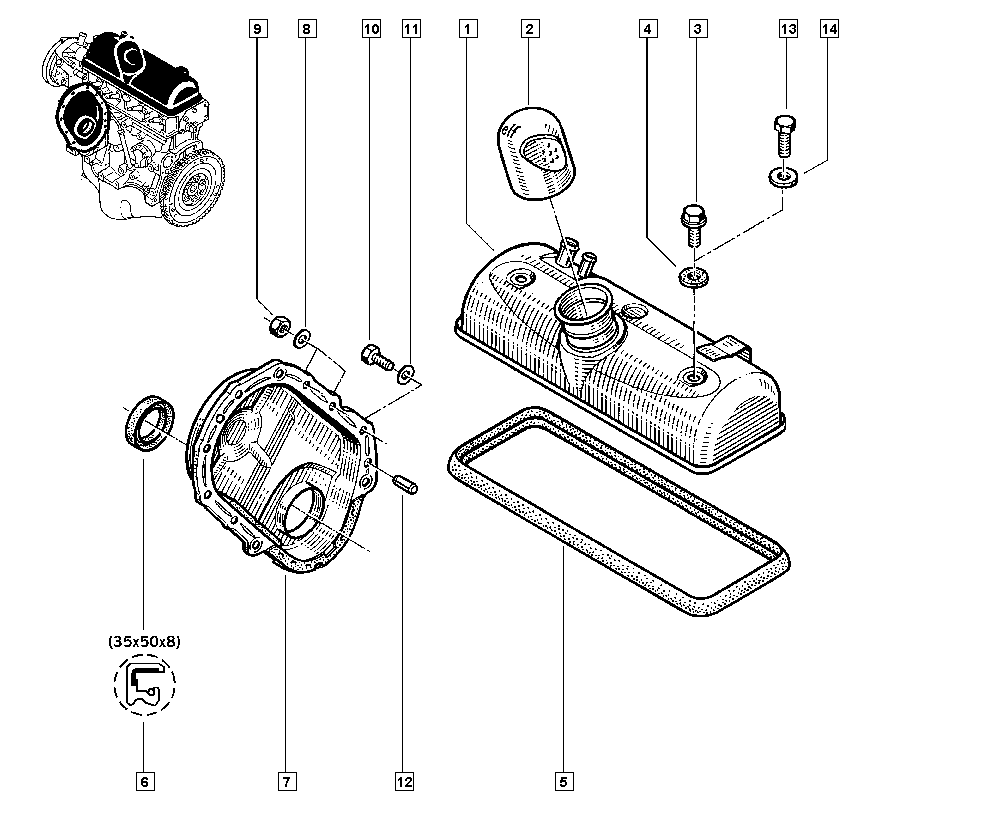 RENAULT 77 00 859 691 - Simering, ax cu came parts5.com