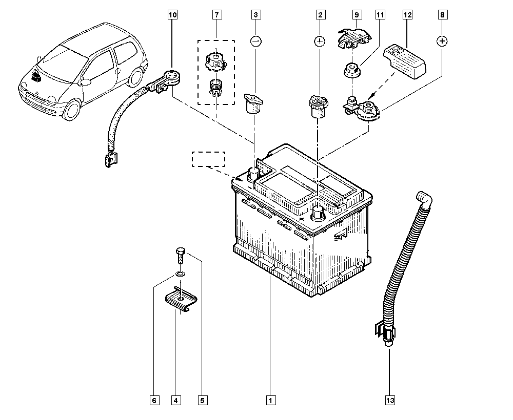 RENAULT 7711238596 - Стартерная аккумуляторная батарея, АКБ parts5.com