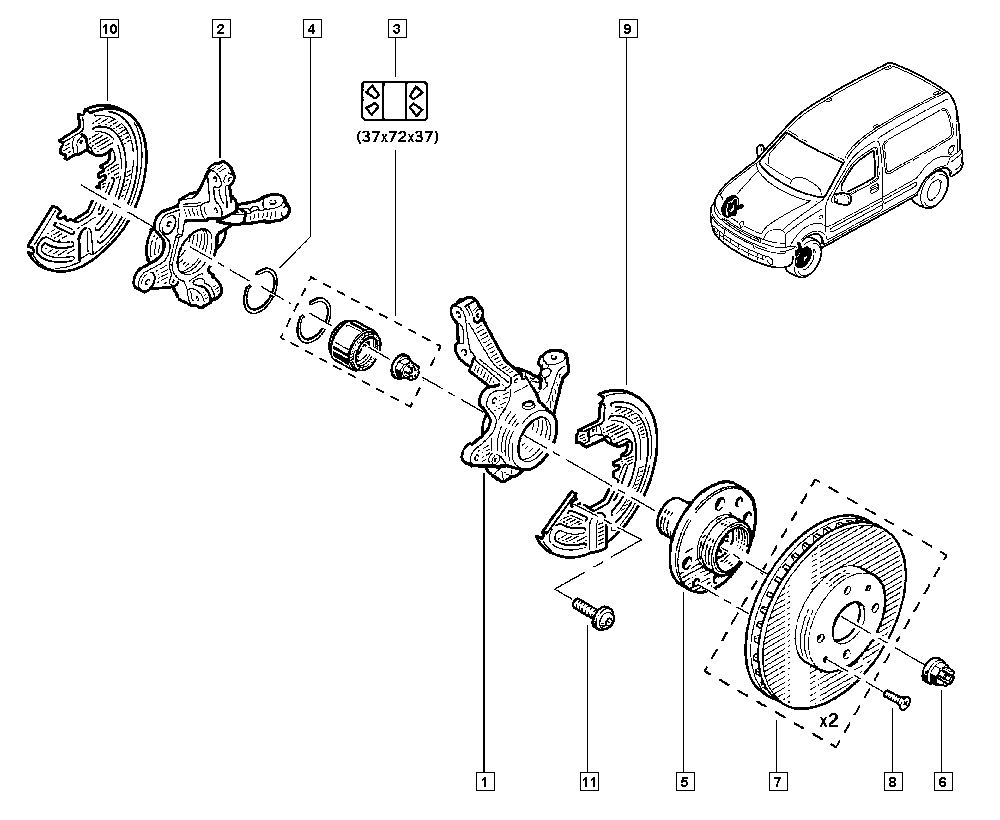 RENAULT 8200150223 - Ступица колеса, поворотный кулак parts5.com