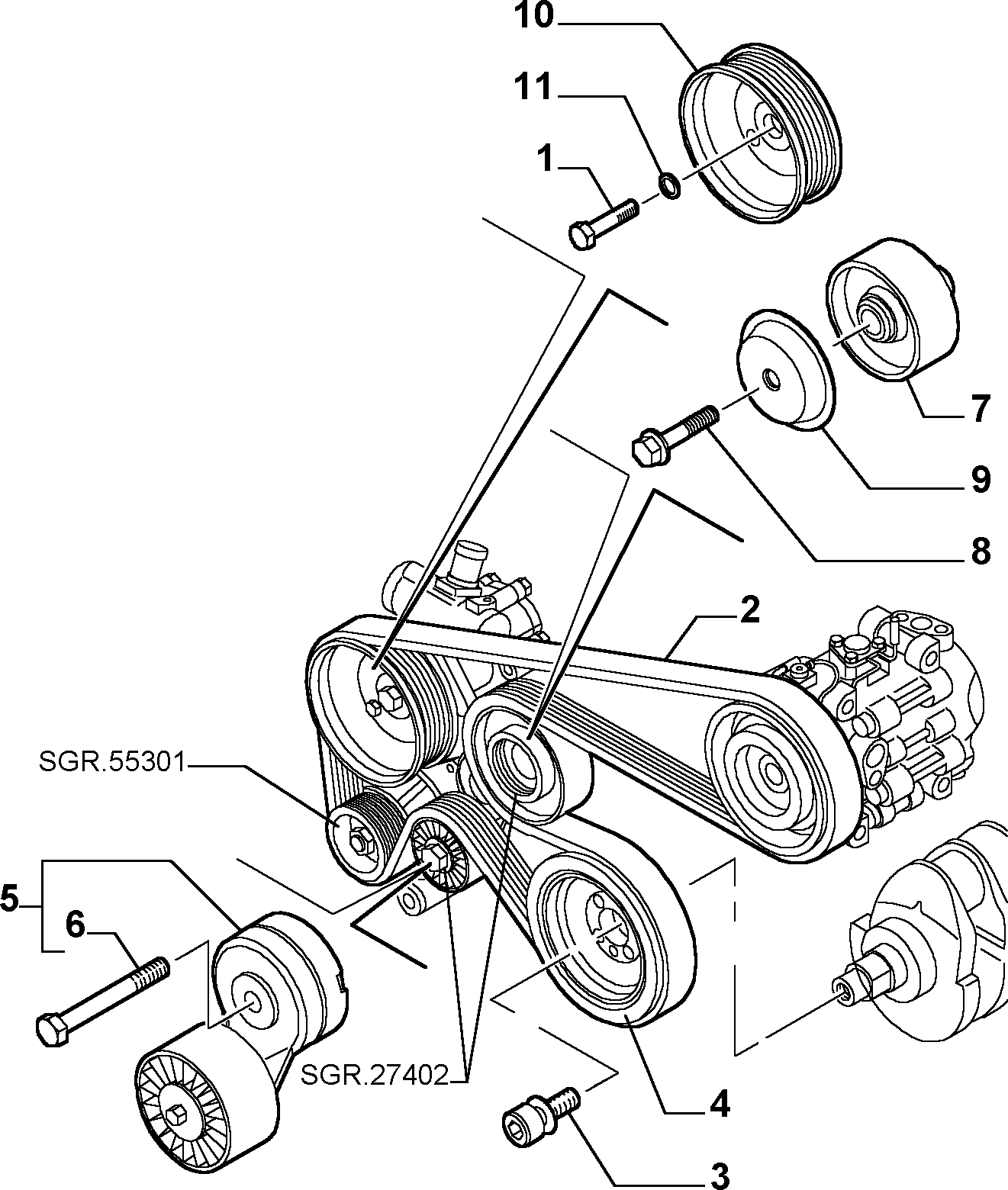 FIAT 55184055 - Intinzator curea, curea distributie parts5.com