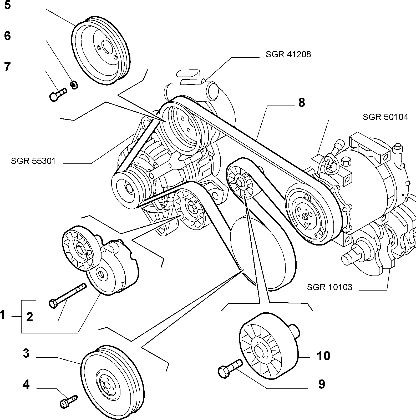 Lancia 71747798 - V-Ribbed Belt Set parts5.com