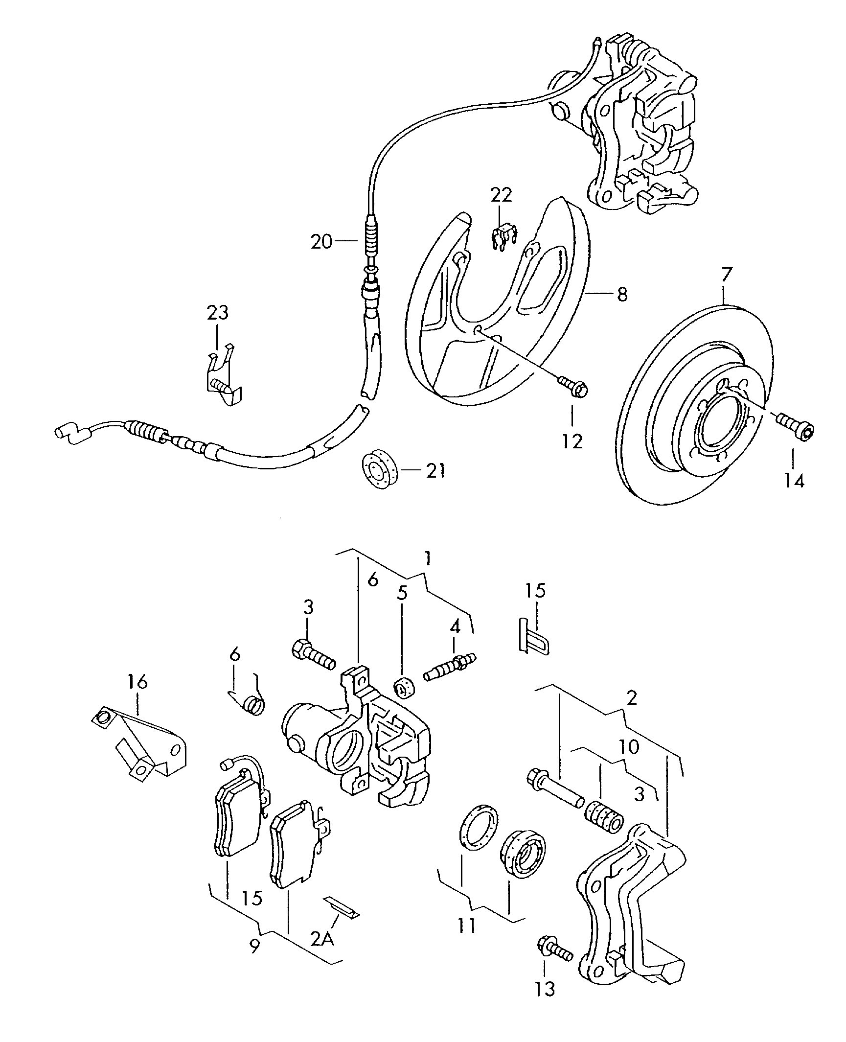 Seat 7D0615425A - Komplet vodilnih tulk, sedlo zavore parts5.com