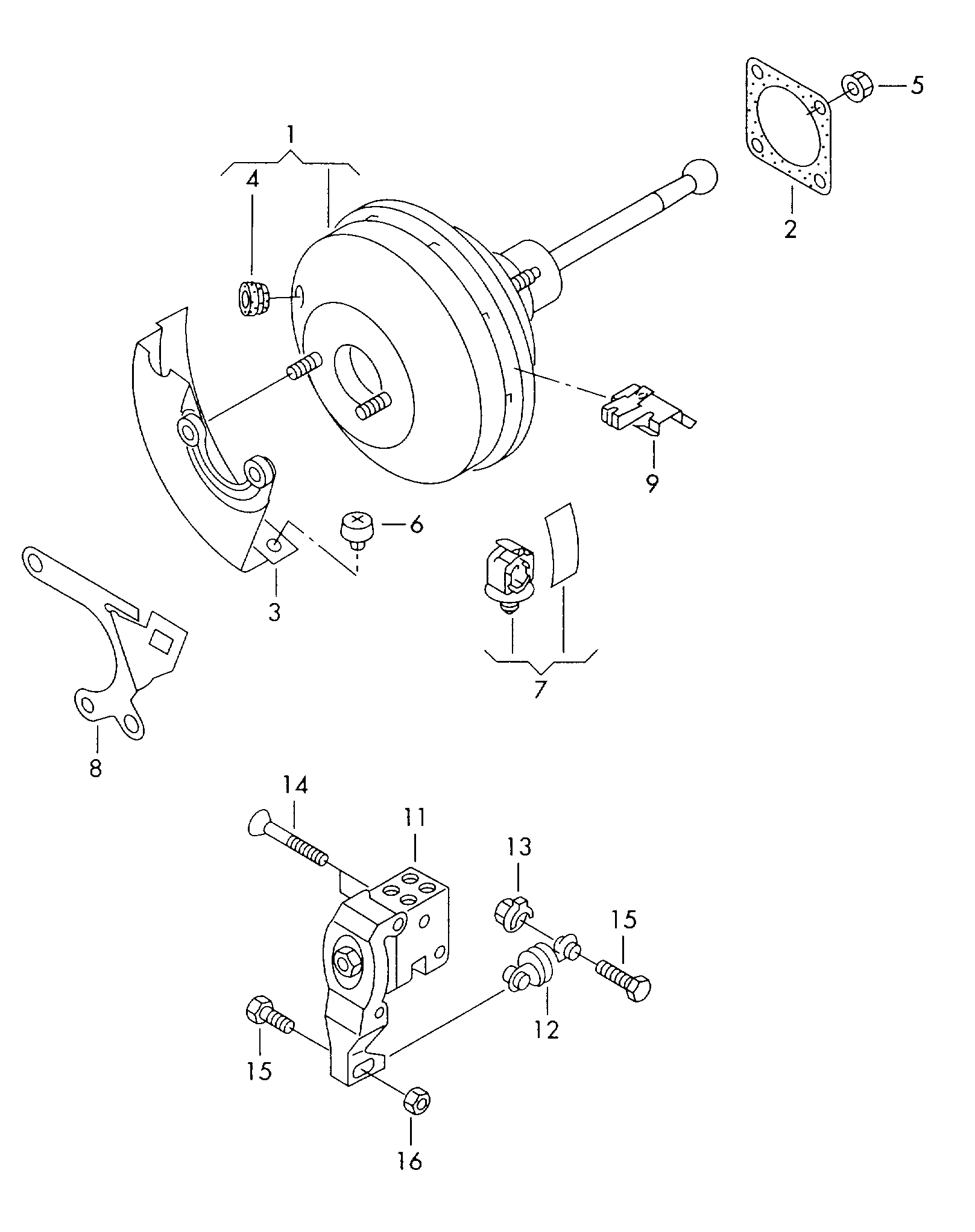 VAG 1K1 614 106 N - Brake Booster parts5.com