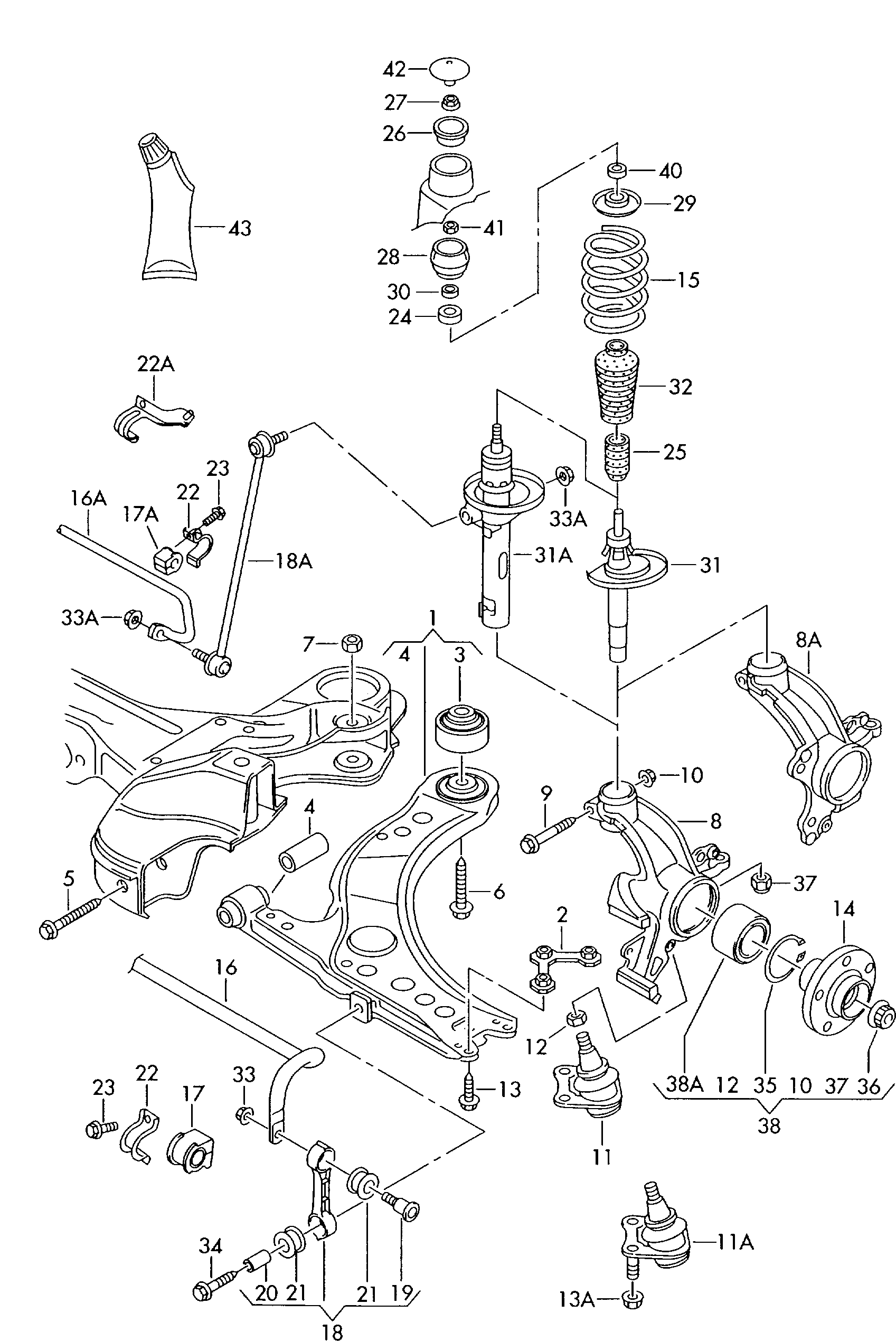 VAG 1J0 413 031S - Iskunvaimennin parts5.com