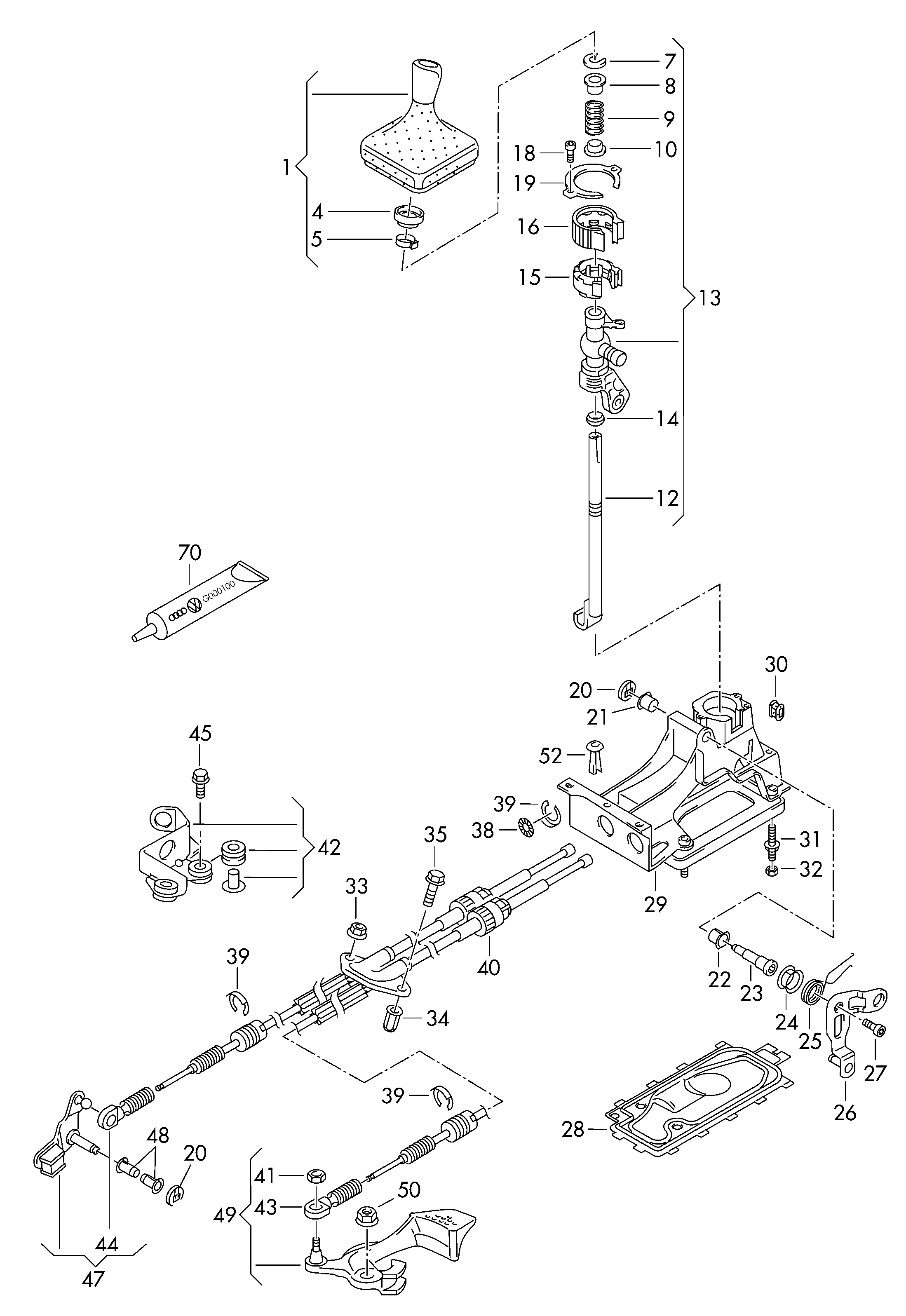 VW 1J0 711 761A - Cable, manual transmission parts5.com