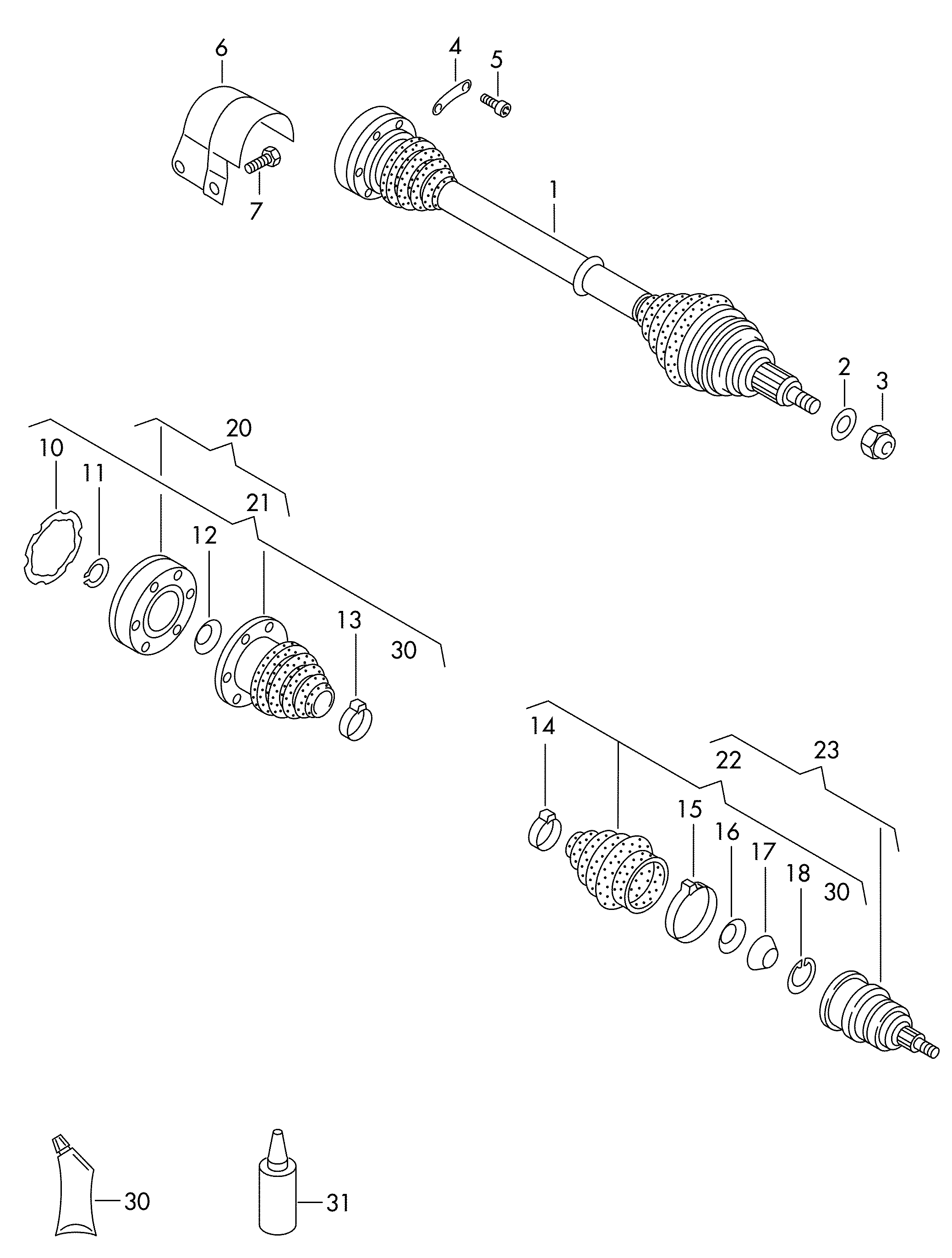 VAG 1J0498103AX - Каре комплект, полуоска parts5.com