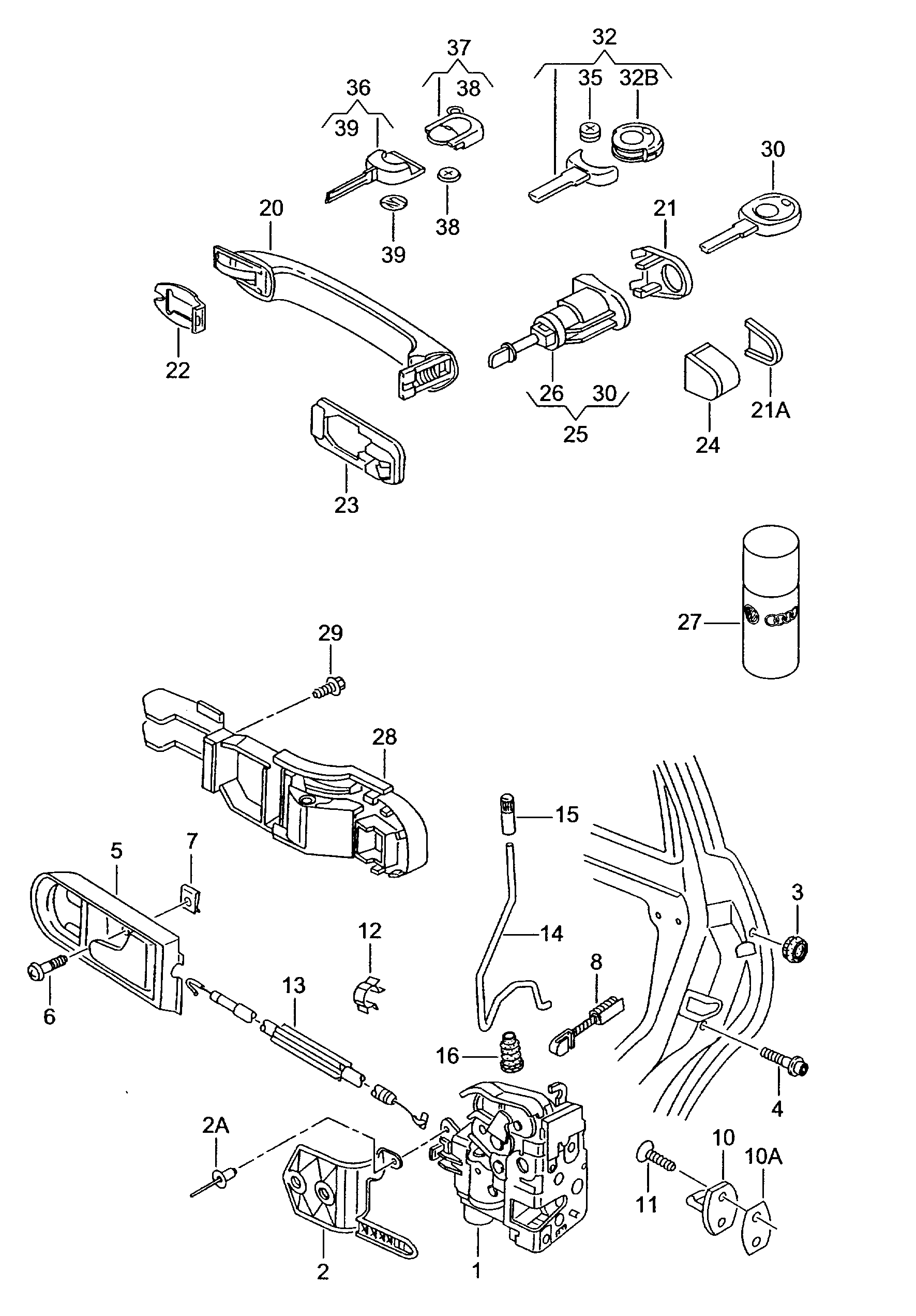 Skoda 3B1837015AP - Ukselukk parts5.com