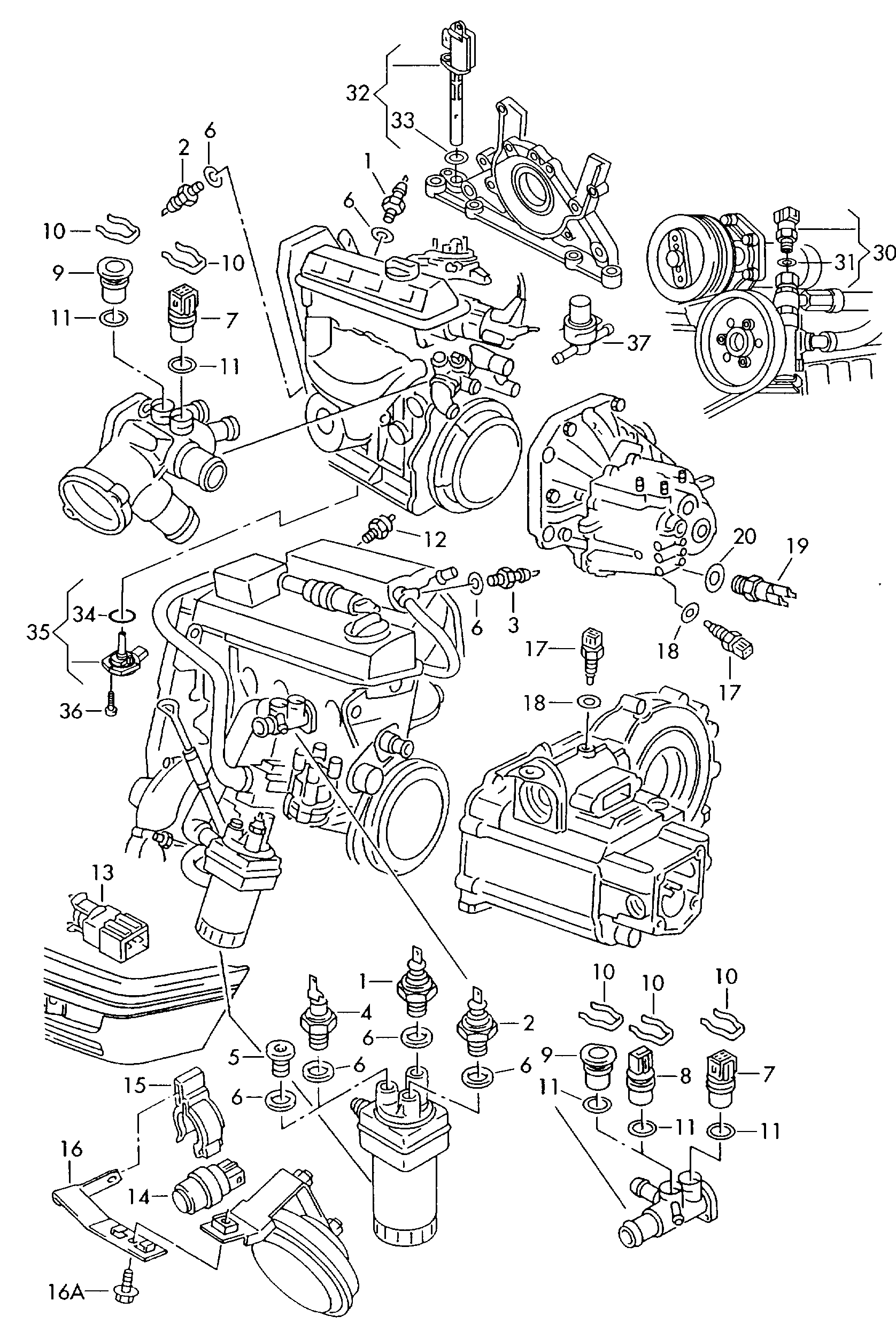 Seat 036 919 081 D - Tunnistin, öljynpaine parts5.com