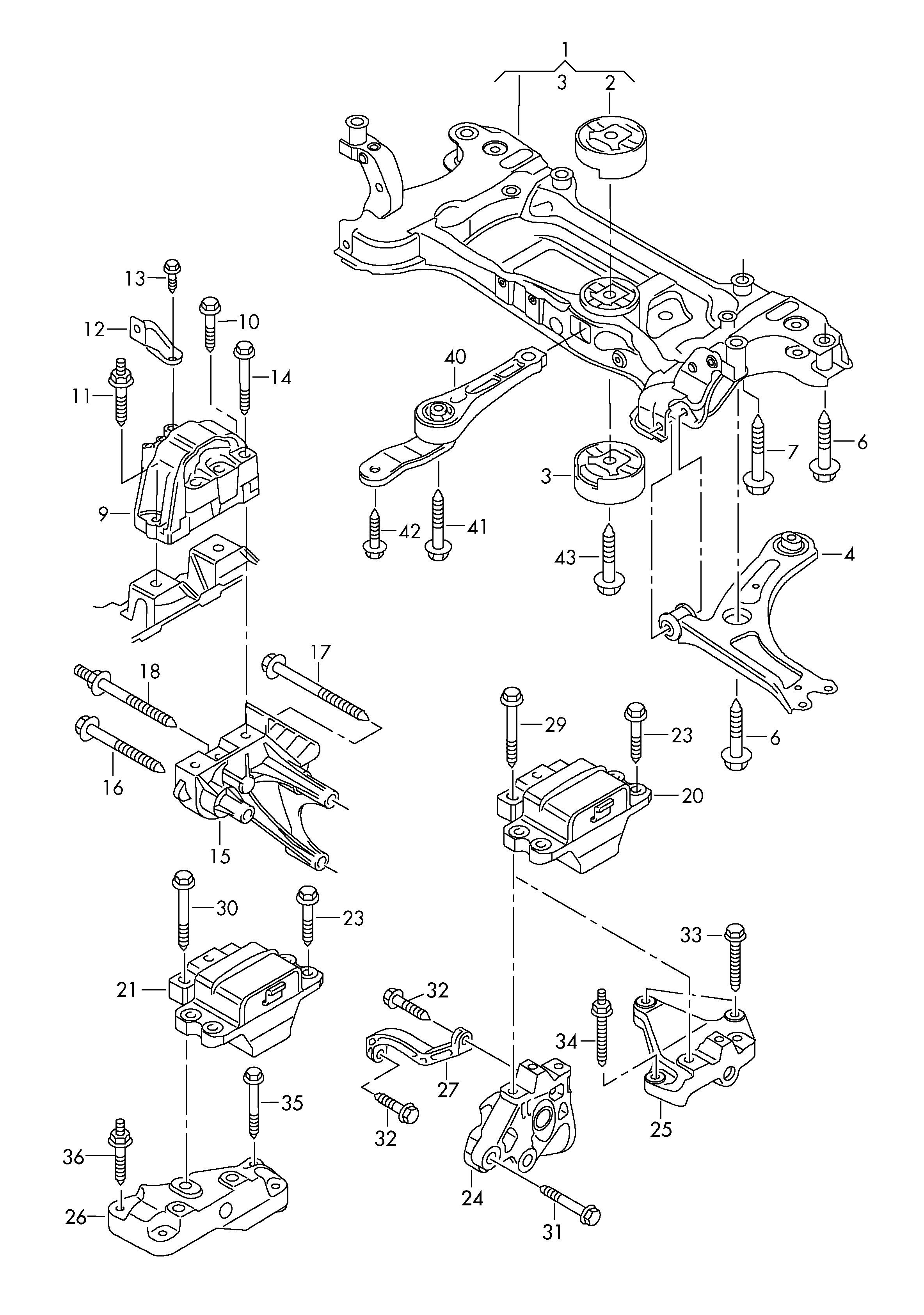 VW 1K0 199 313 AQ - Felfüggesztés, motor parts5.com