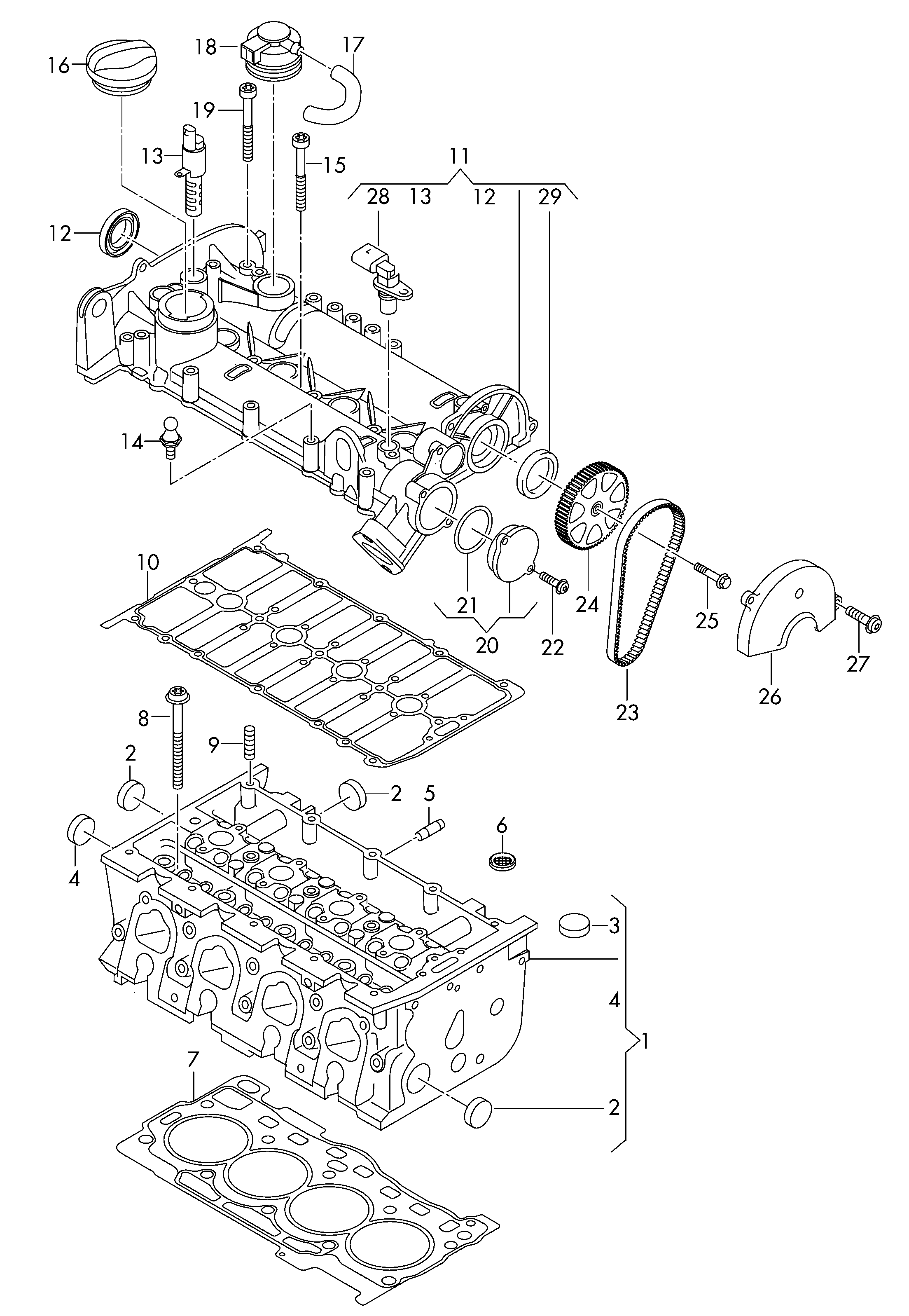 VW 04E 103 383 AM - Garnitura, chiulasa parts5.com