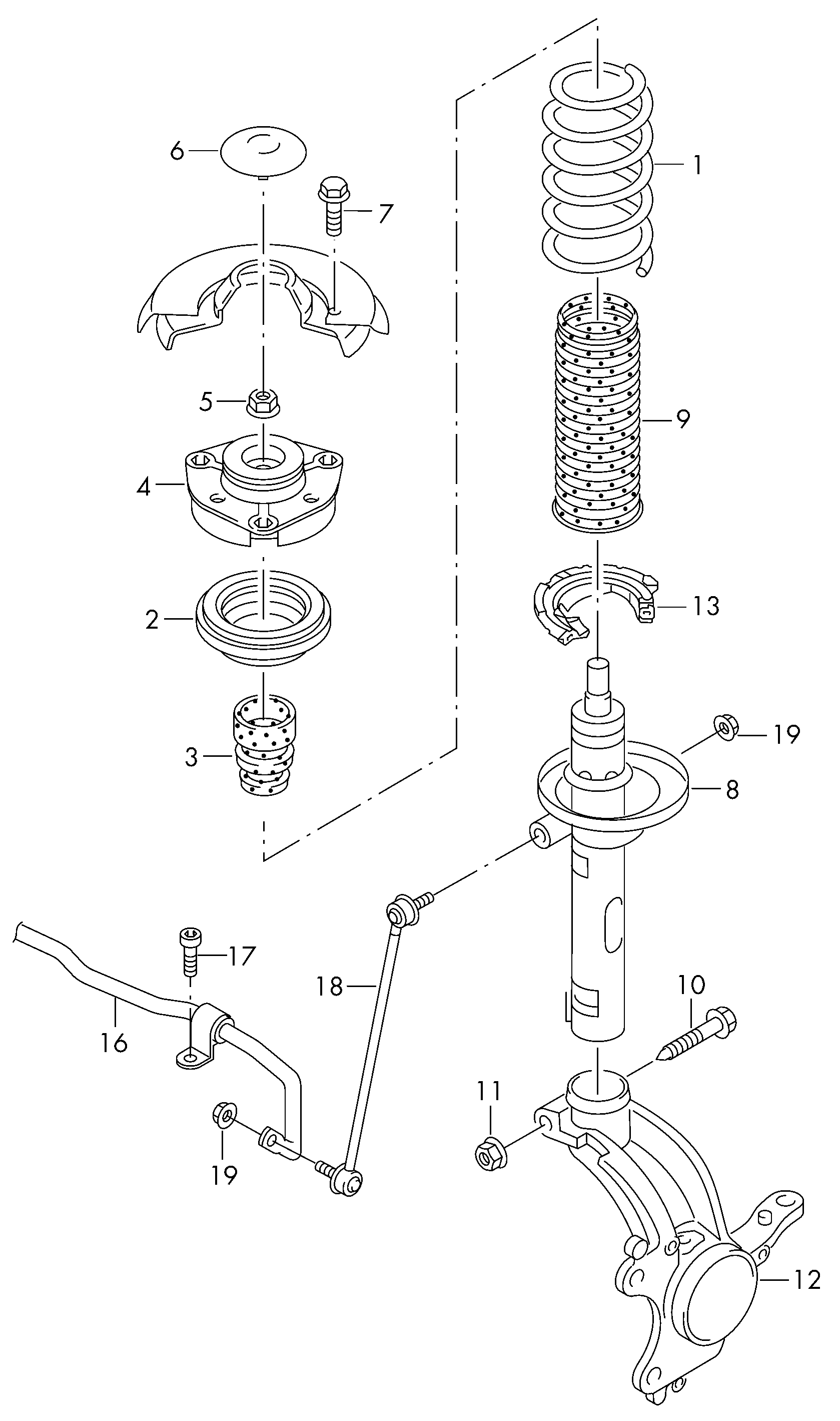 VW 5Q0412331C - Βάση στήριξης γόνατου ανάρτησης parts5.com