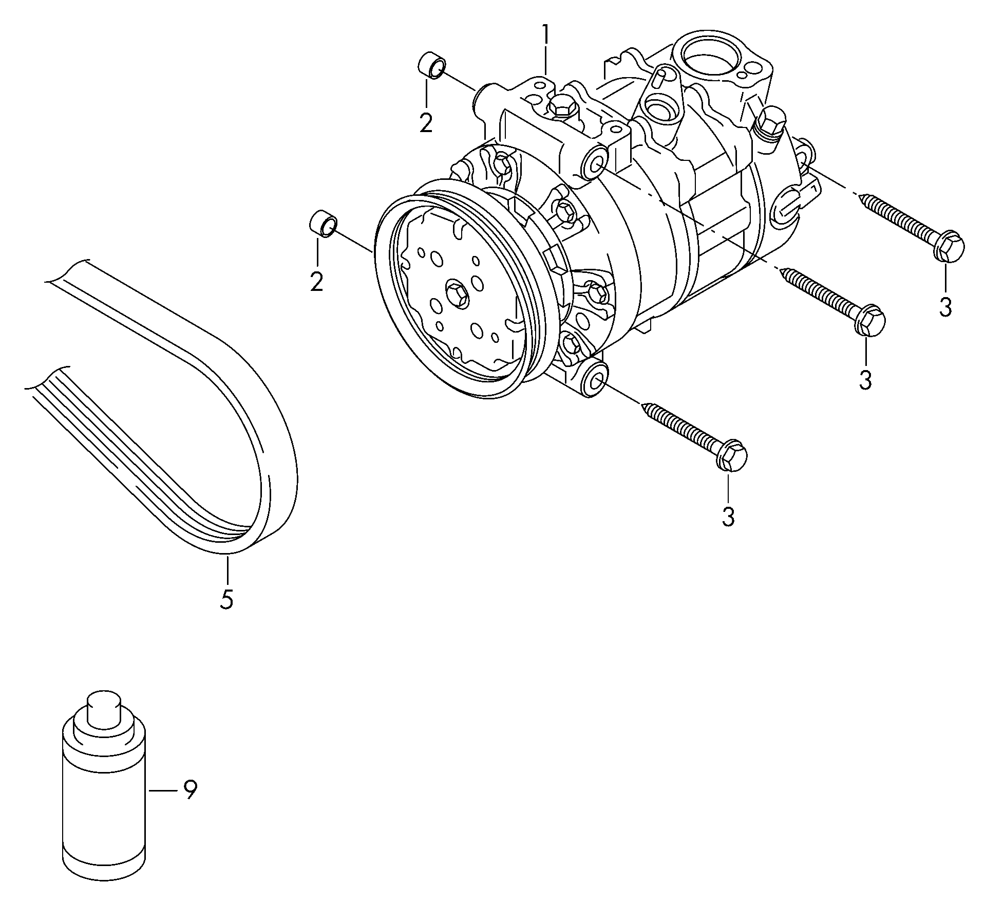 VW 5Q0820803C - Compressor, air conditioning parts5.com