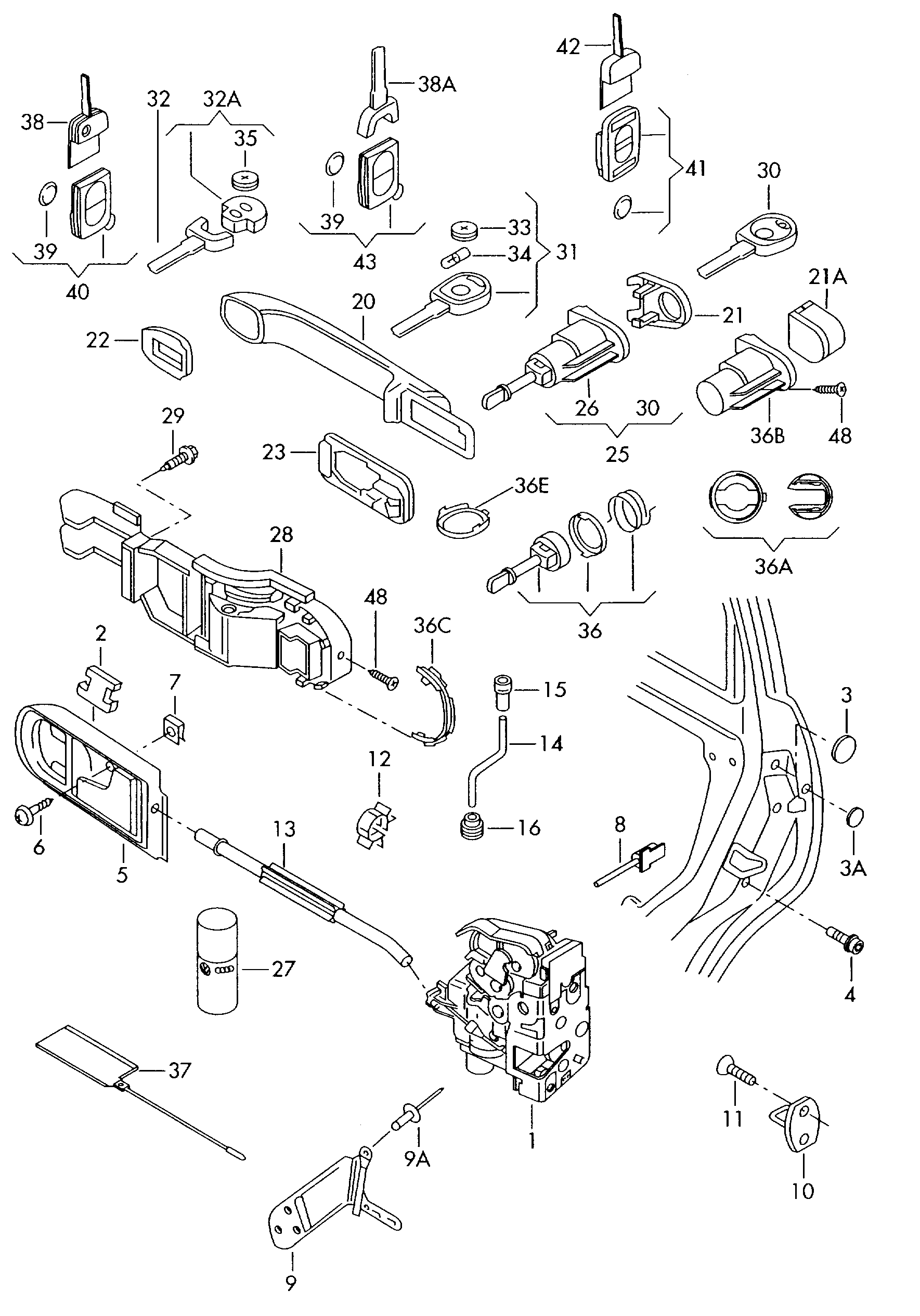 AUDI 6X1837013H - Door Lock parts5.com