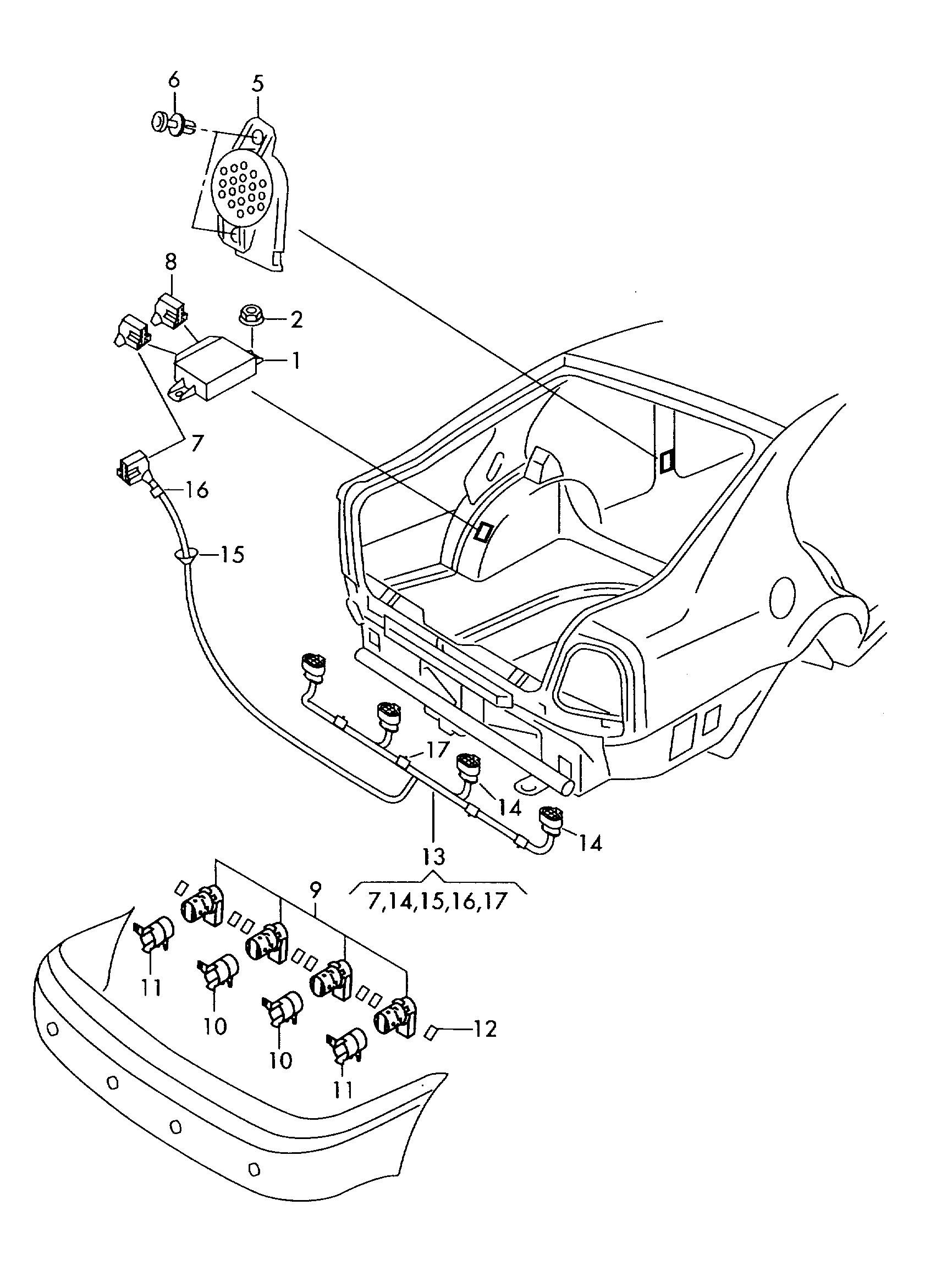 Skoda 7H0 919 275 C - Sensor, ajutor parcare parts5.com