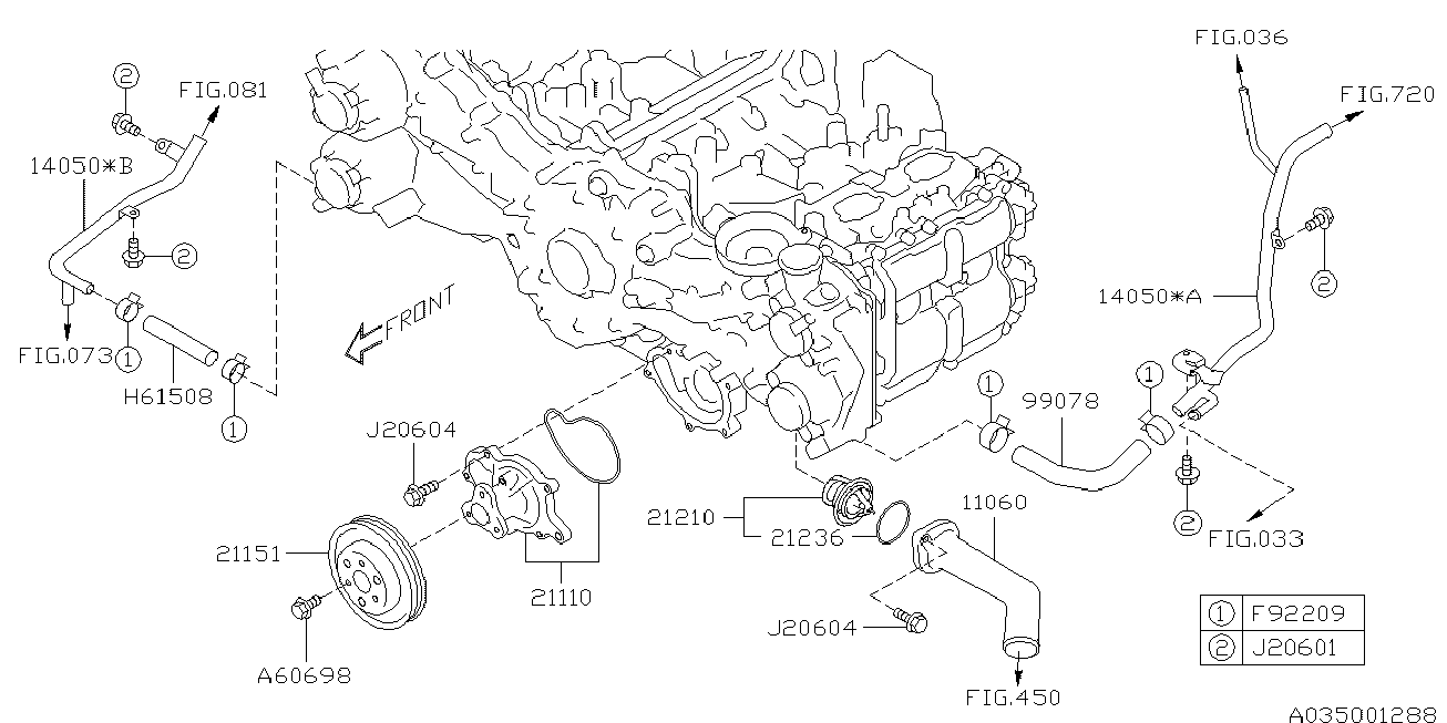 Subaru 21210-AA220 - Thermostat, coolant parts5.com