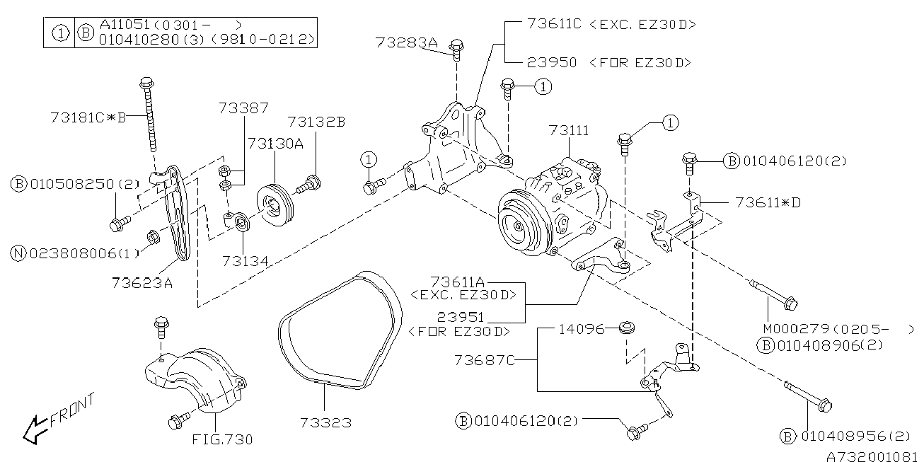 Subaru 73013AA000 - Kanallı V kayışı parts5.com