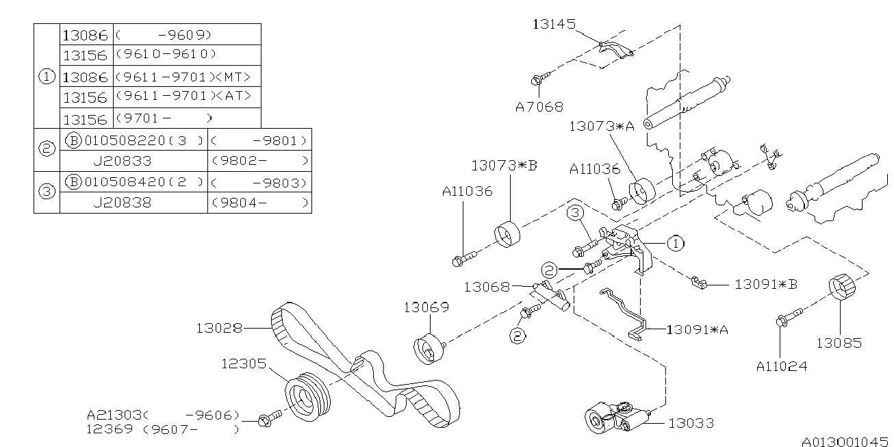 Subaru 13028 AA102 - Οδοντωτός ιμάντας parts5.com