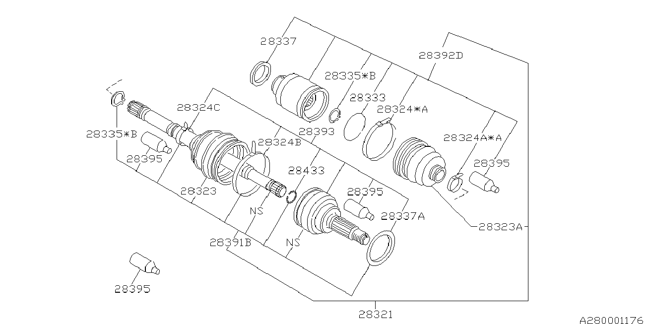 Subaru 28021-AC171 - Gelenksatz, Antriebswelle parts5.com