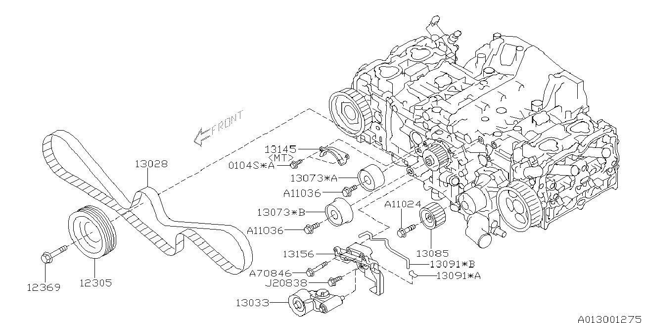 Subaru 13085-AA101 - Saptırma / Kılavuz makarası, triger kayışı parts5.com