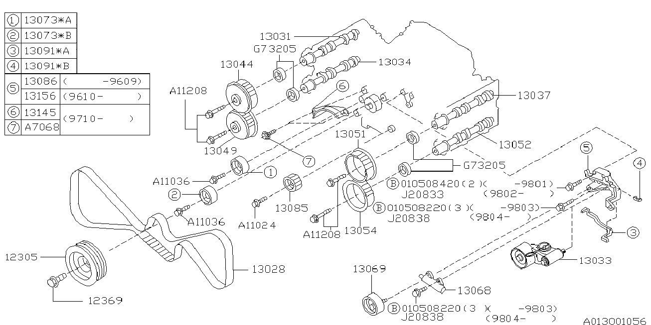 Bedford 13085-AA010 - Deflection / Guide Pulley, timing belt parts5.com