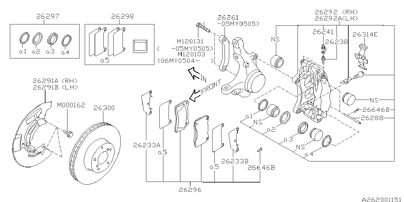 Subaru 26296FE100 - Σετ τακάκια, δισκόφρενα parts5.com