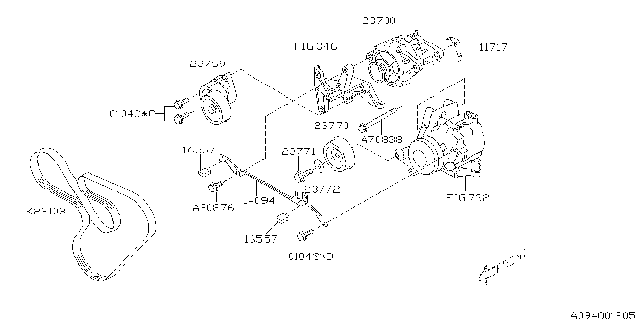 Subaru 80922 1080 - Correa trapecial poli V parts5.com