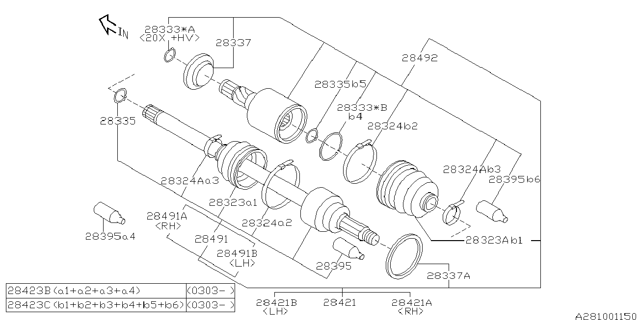 Subaru 28423-FE000 - Fuelle, árbol de transmisión parts5.com