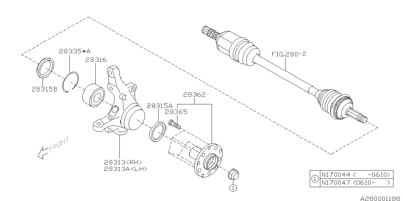 Subaru 28316FE000 - Kit de roulements de roue parts5.com