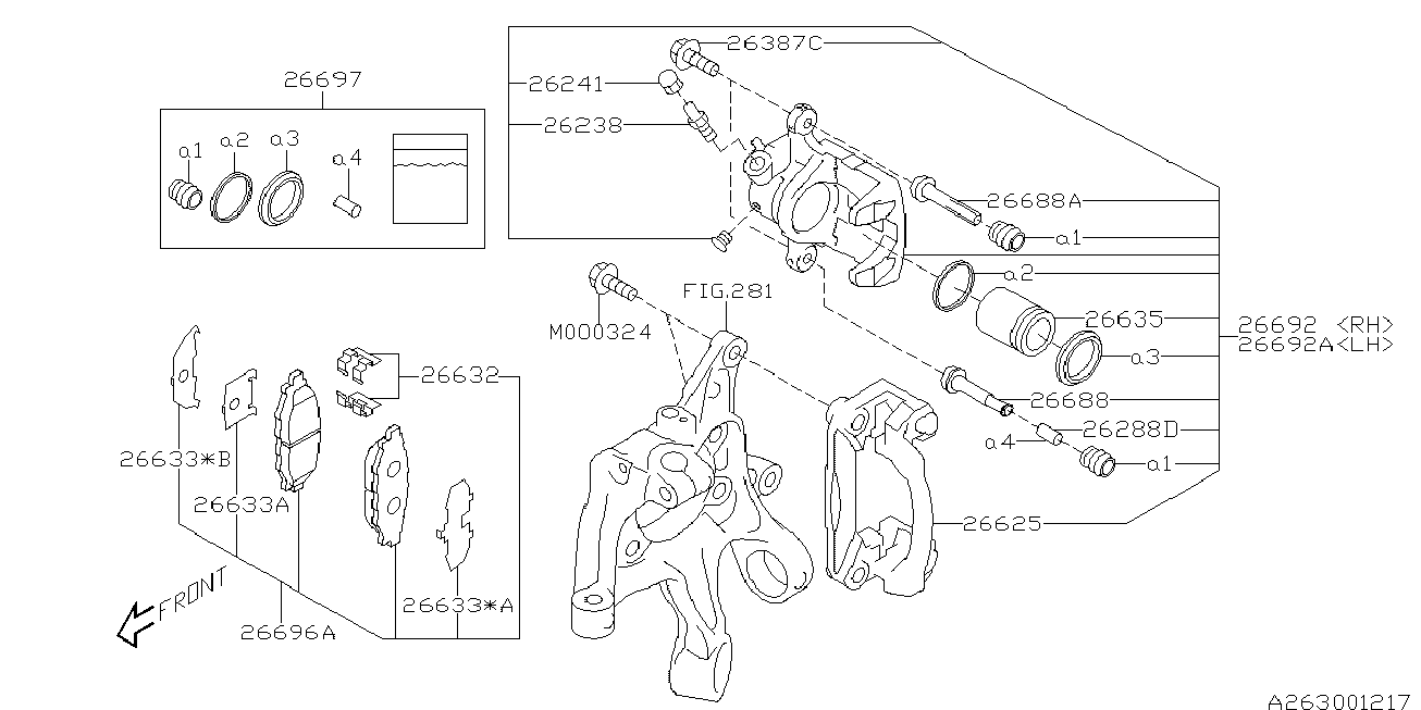 TOYOTA 26696AG030 - Σετ τακάκια, δισκόφρενα parts5.com