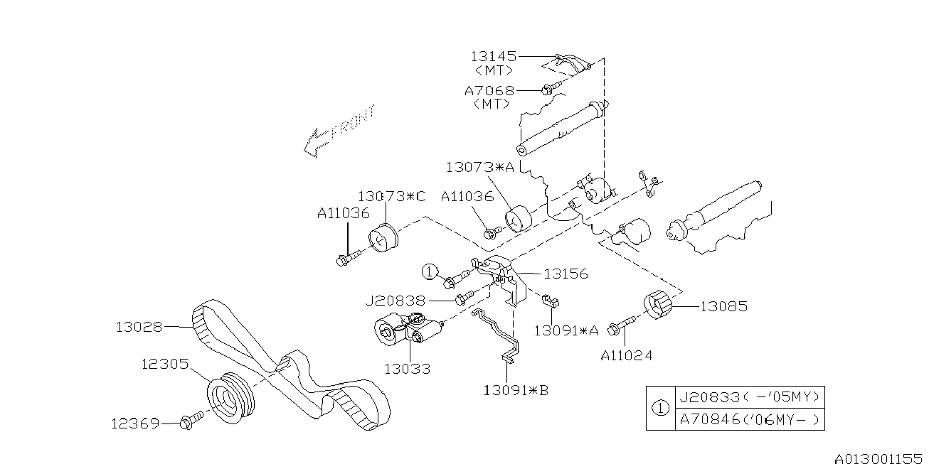 Subaru 13033-AA002 - Feszítő, fogasszíj parts5.com