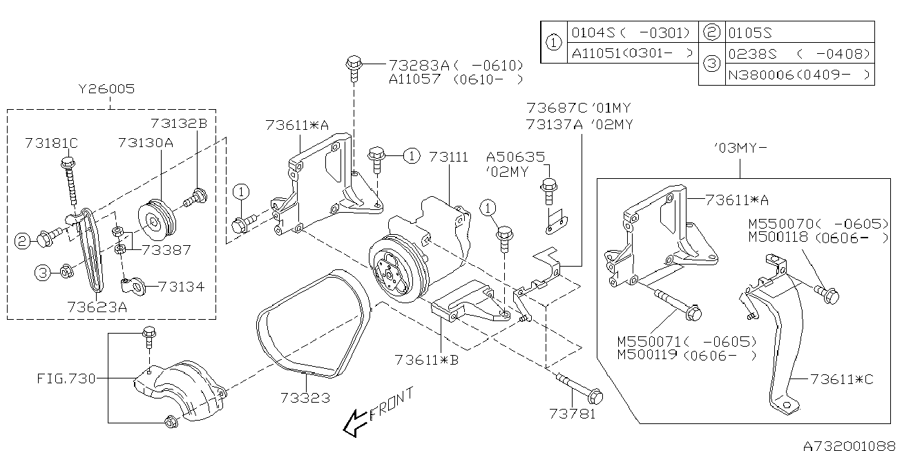 Subaru 73323FA030 - Courroie trapézoïdale à nervures parts5.com