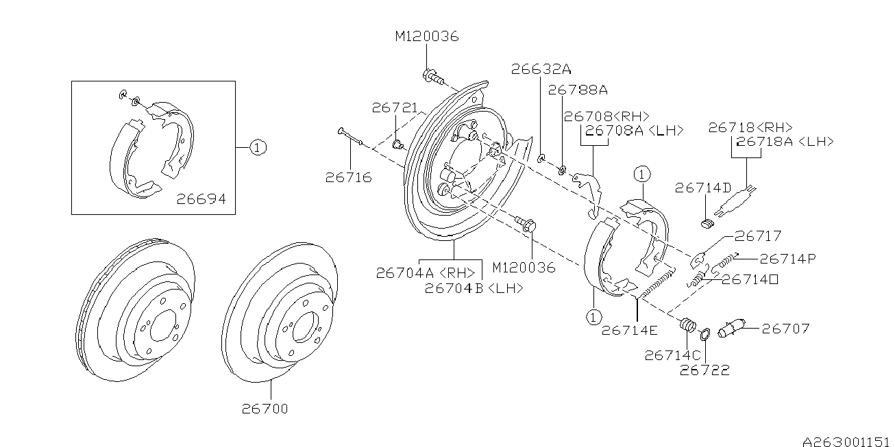 Subaru 26298AA010 - Σετ σιαγόνων φρένων parts5.com