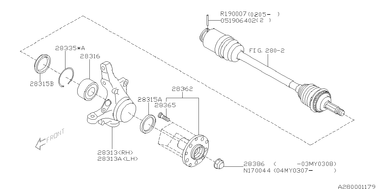 Subaru 28016-AA011 - Комплект подшипника ступицы колеса parts5.com