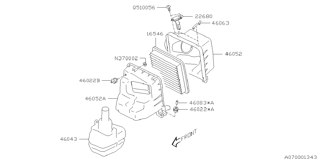 Bedford 16546-AA090 - Въздушен филтър parts5.com