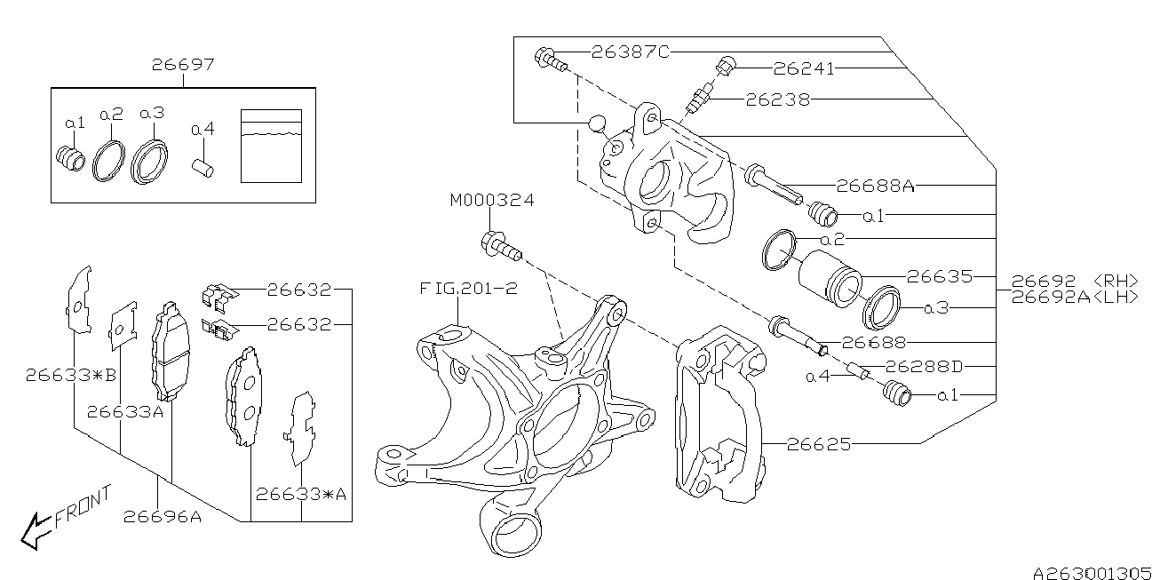 Subaru 26697 AG000 - Javítókészlet, féknyereg parts5.com