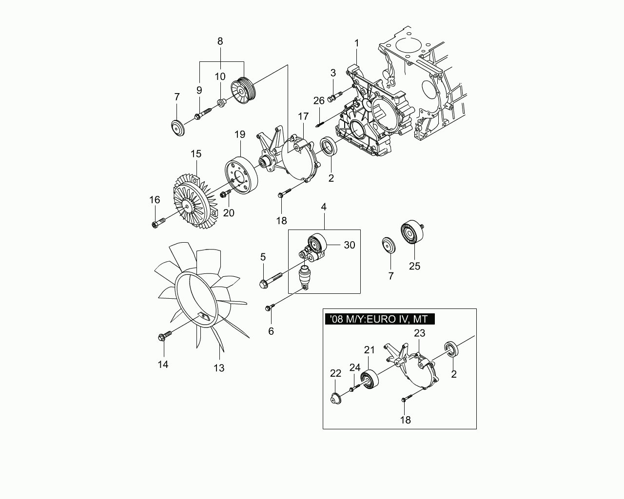 Ssangyong 6652003070 - Szíjtárcsa / vezetőgörgő, hosszbordás szíj parts5.com