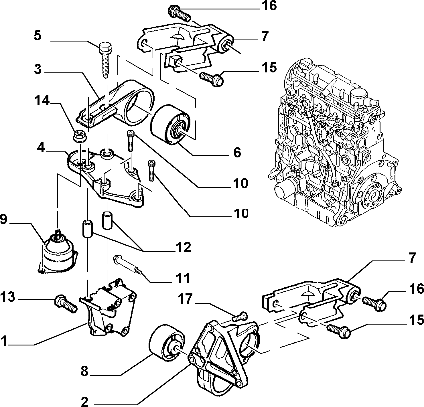 Lancia 9613305380 - Uležištenje, motor parts5.com